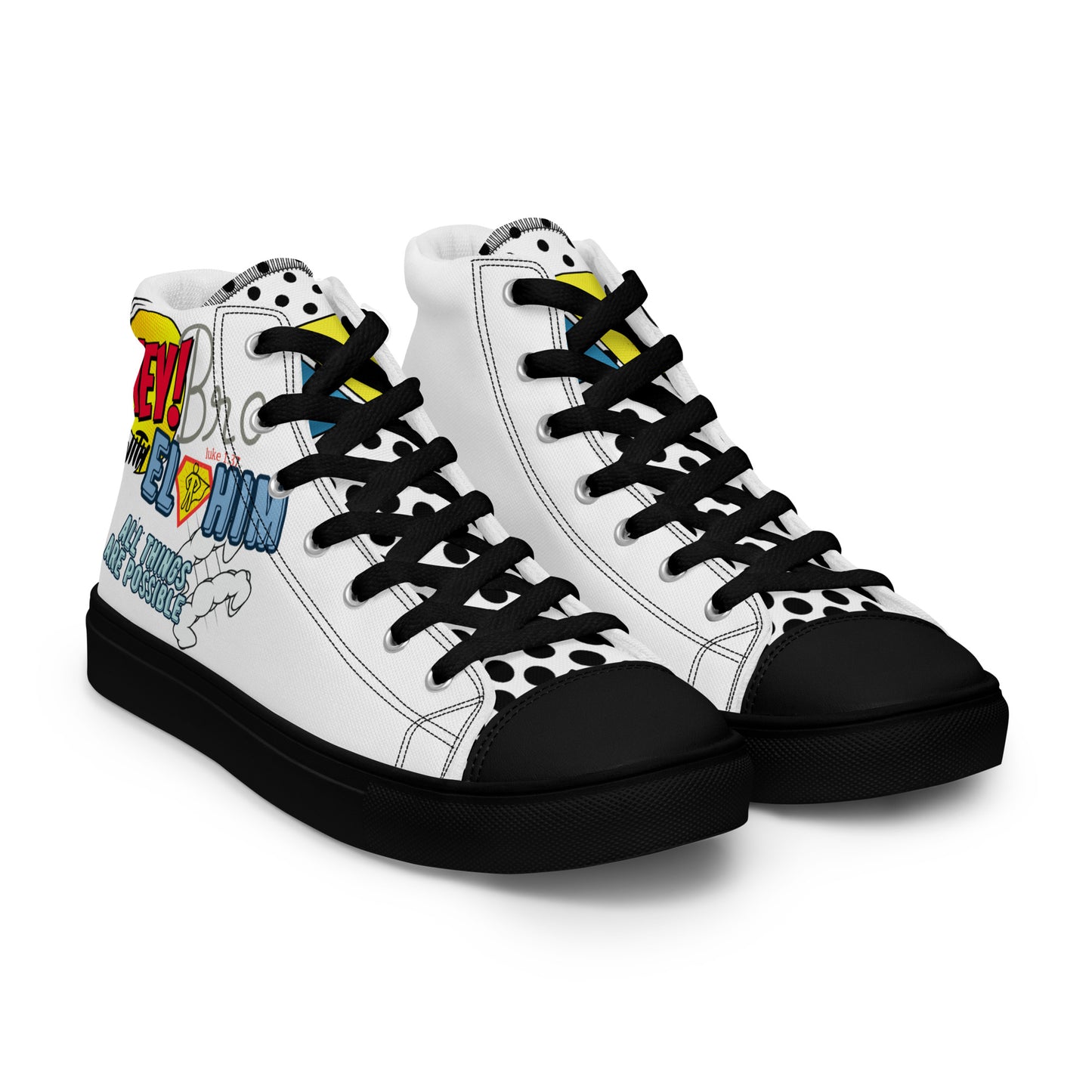 Hey Bro, With Elohim, All Things Are Possible, Men’s high top canvas shoes