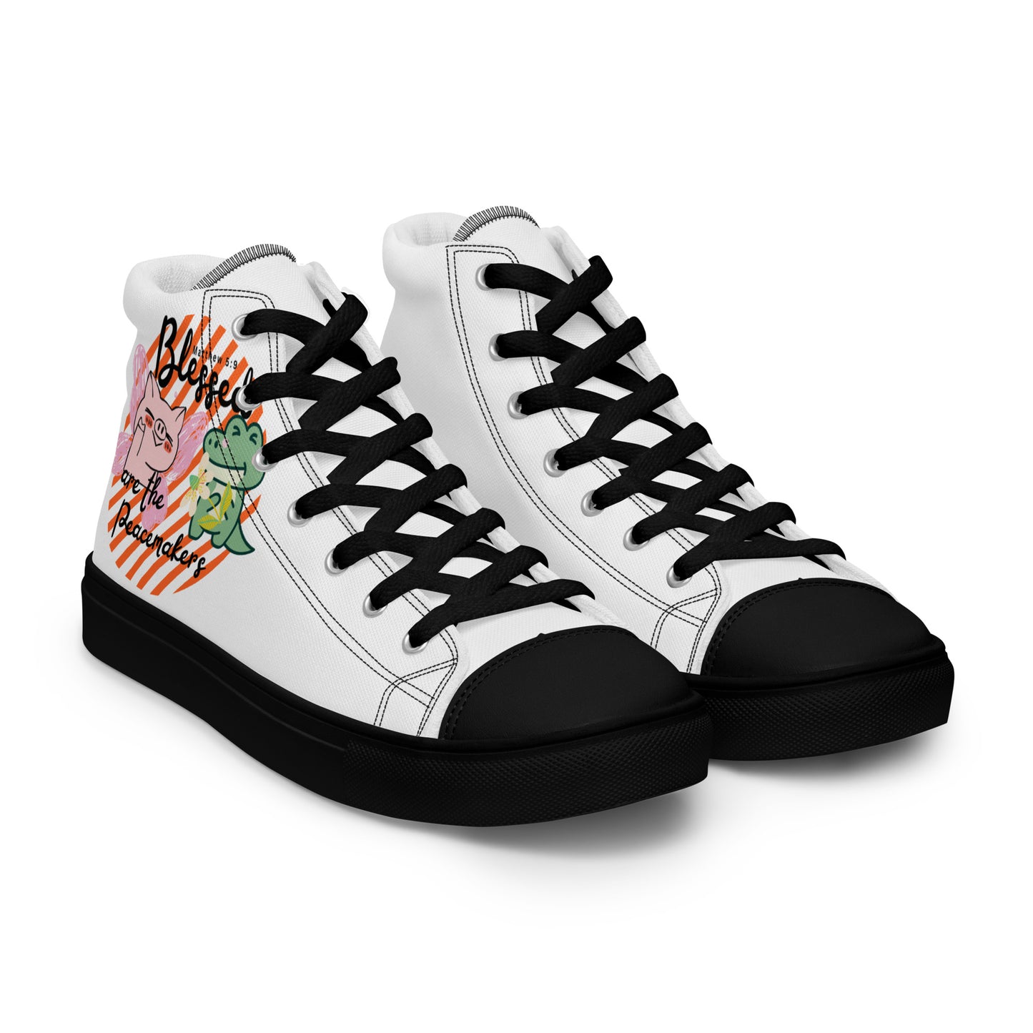 Blessed Are the Peacemakers , Men’s high top canvas shoes