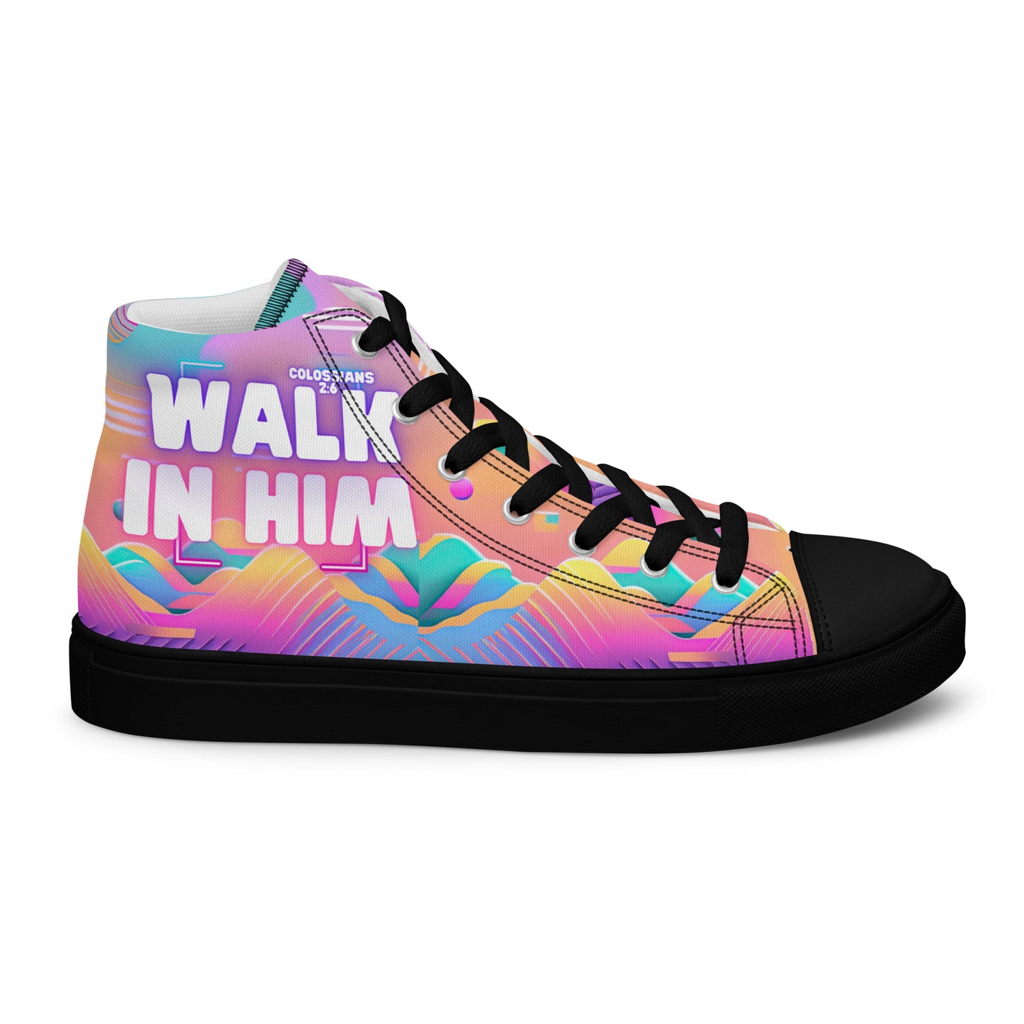 Walk in Him – Colossians 2:6, Men’s high top canvas shoes