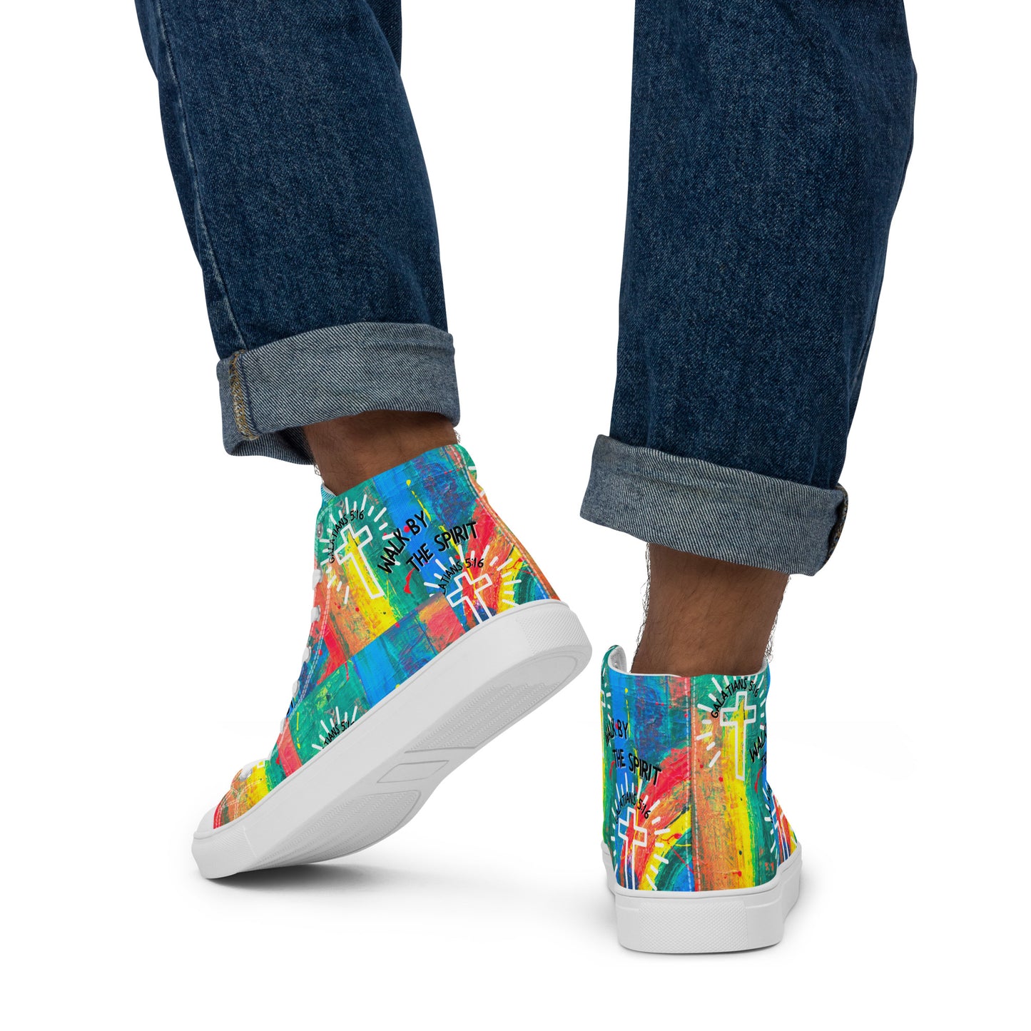 Walk by the Spirit – Galatians 5:16, Men’s high top canvas shoes