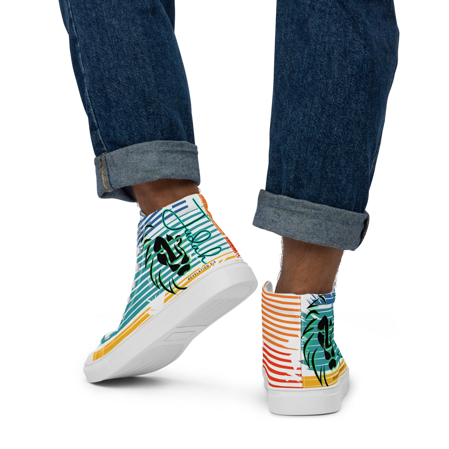 Lion of Judah – Revelations 5:5, Men’s high top canvas shoes