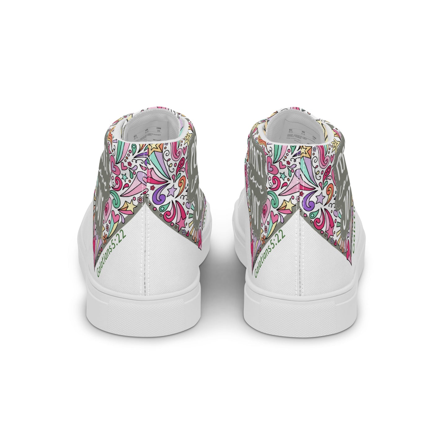 Peace, Love, Joy, Men’s high top canvas shoes