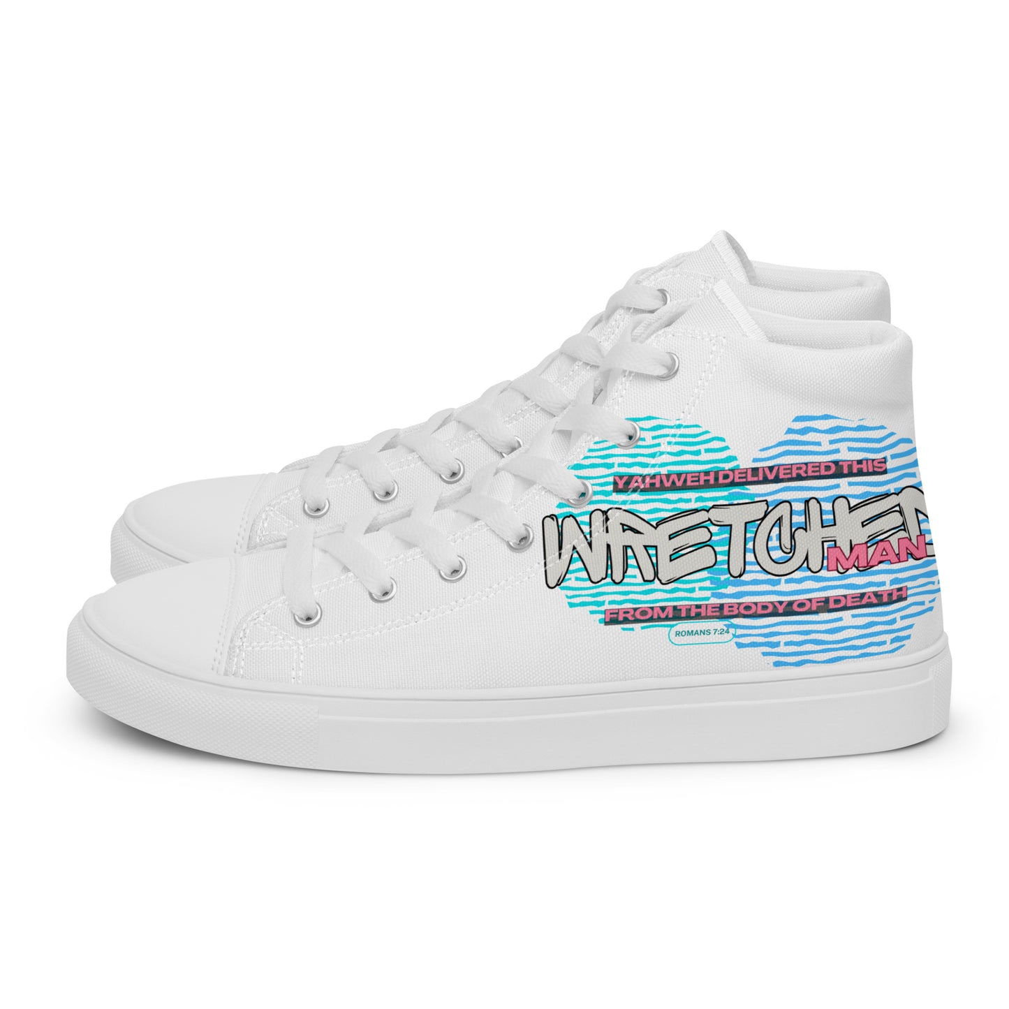 Yahweh Deliver This Wretched Man from the Body of Death – Romans 7:24, Men’s high top canvas shoes