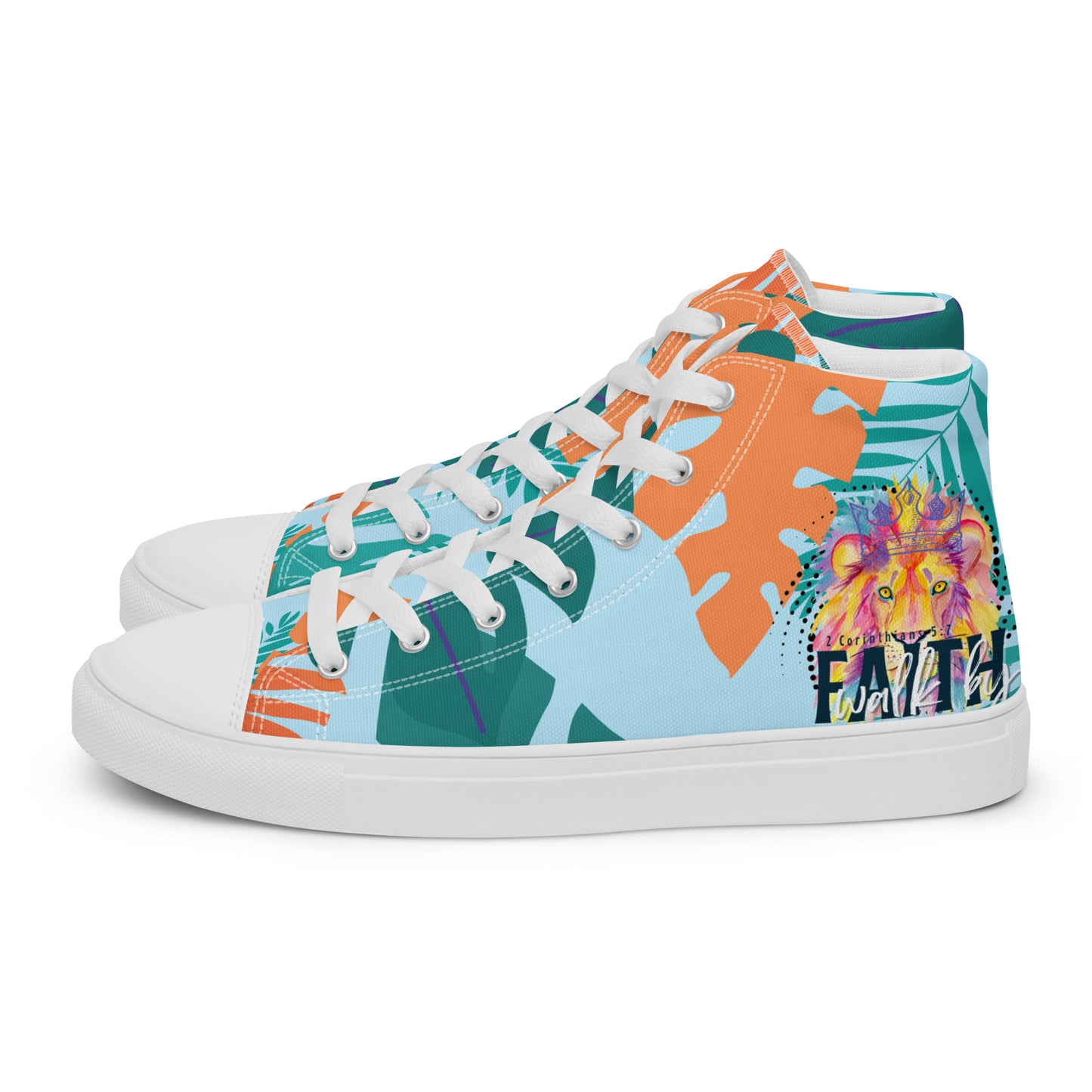 We Walk in the Light – 1 John 1:7, Men’s high top canvas shoes