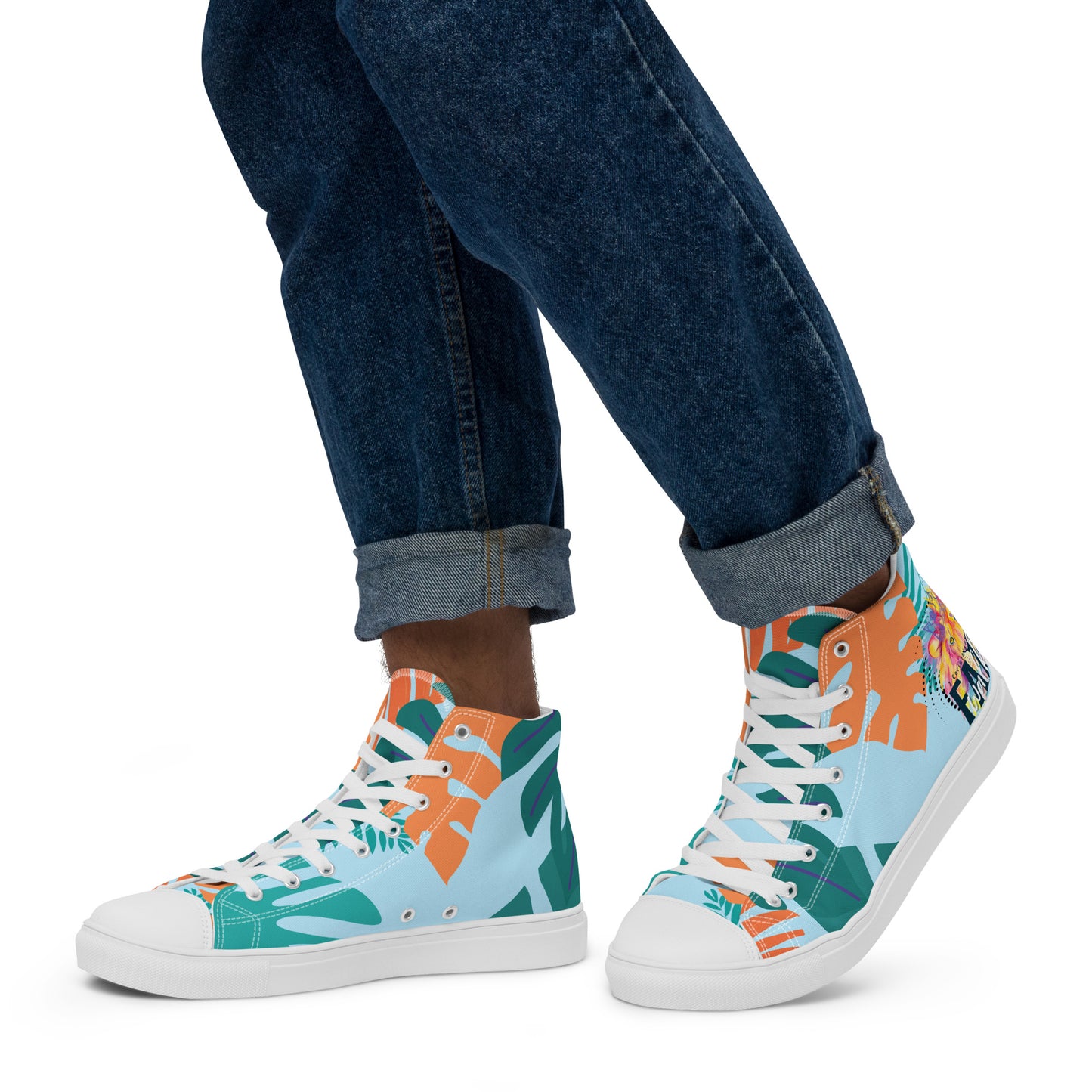 We Walk in the Light – 1 John 1:7, Men’s high top canvas shoes