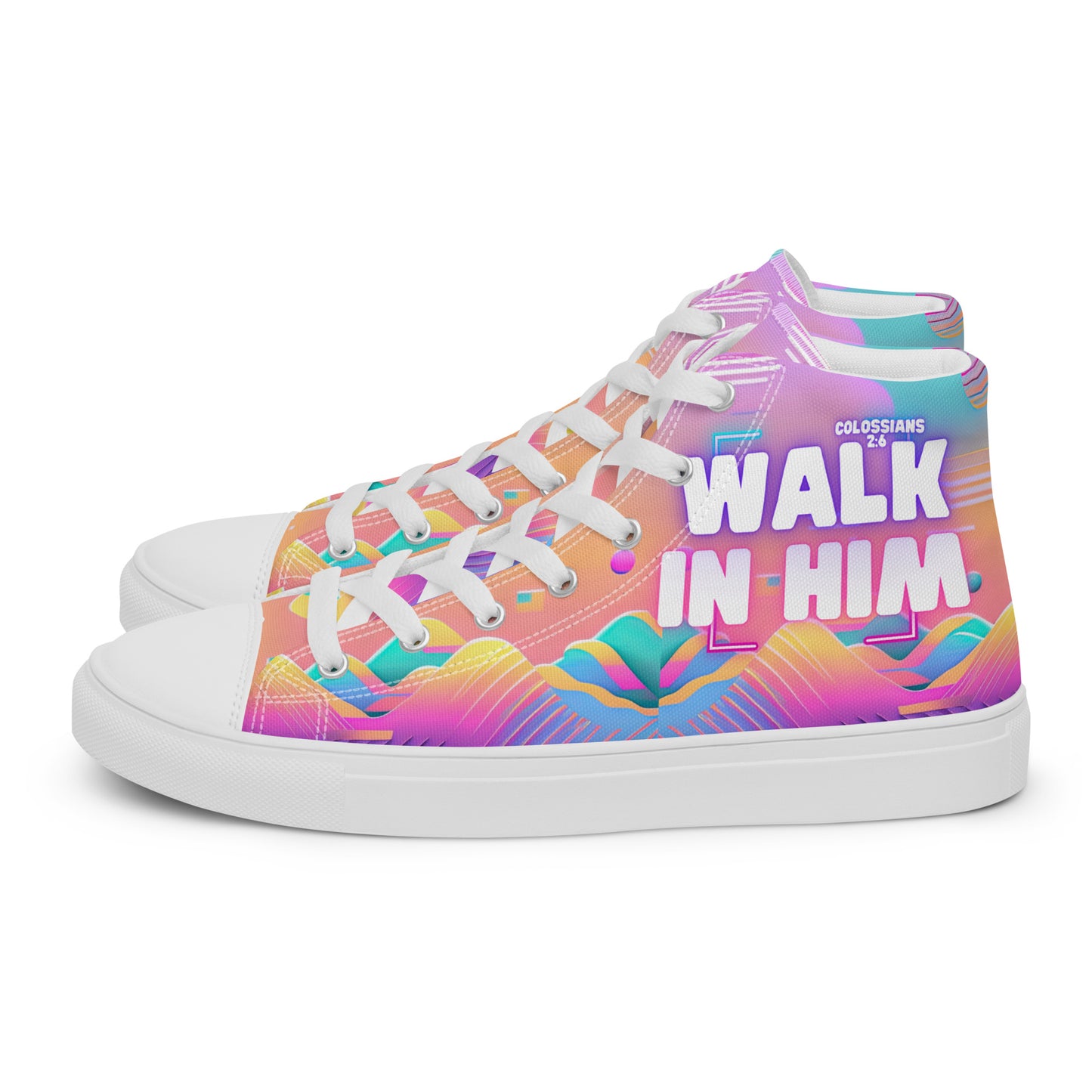 Walk in Him – Colossians 2:6, Men’s high top canvas shoes