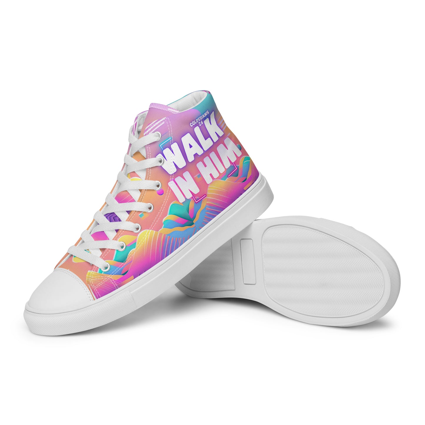 Walk in Him – Colossians 2:6, Men’s high top canvas shoes