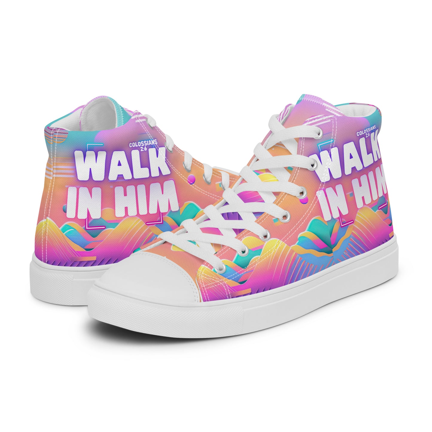 Walk in Him – Colossians 2:6, Men’s high top canvas shoes