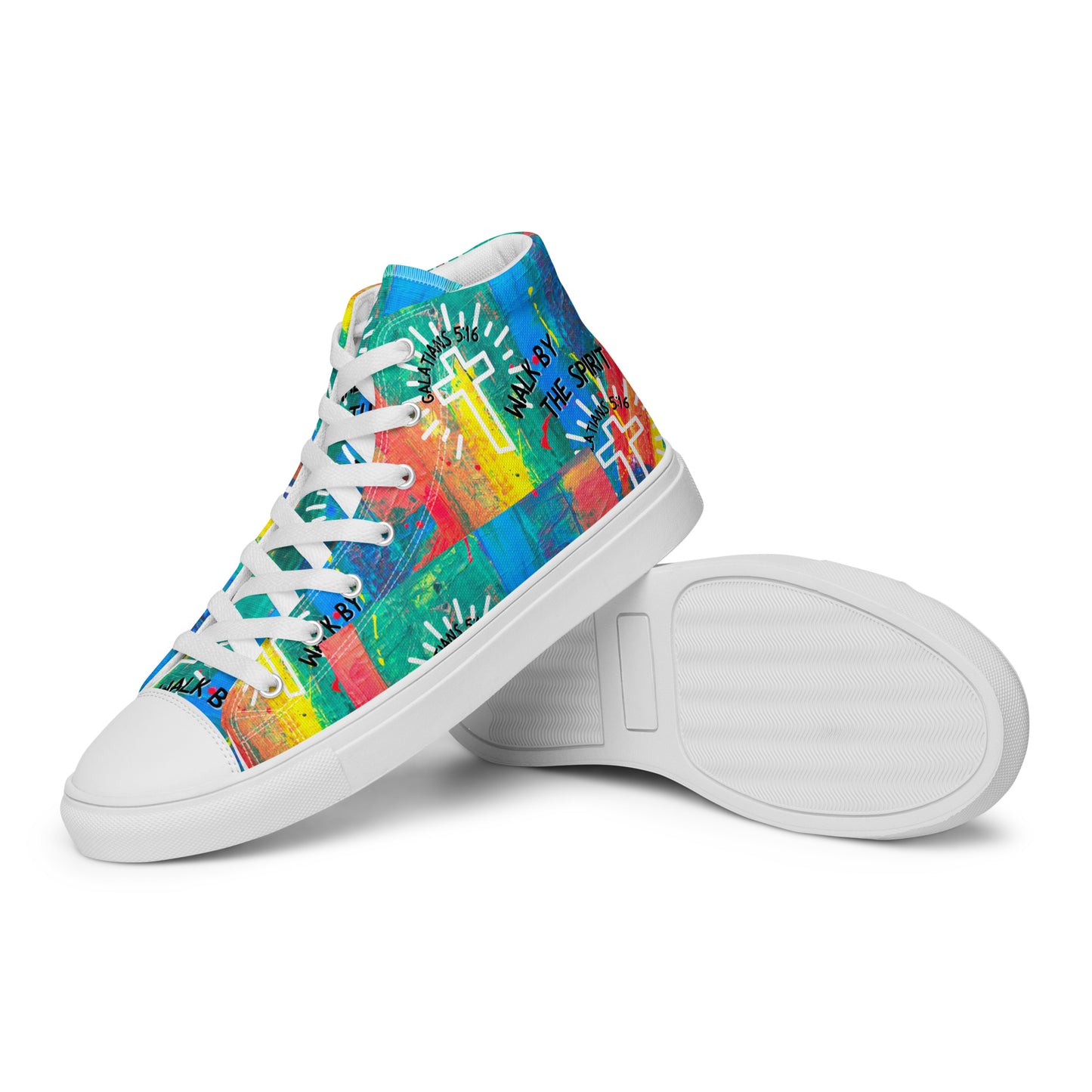 Walk by the Spirit – Galatians 5:16, Men’s high top canvas shoes