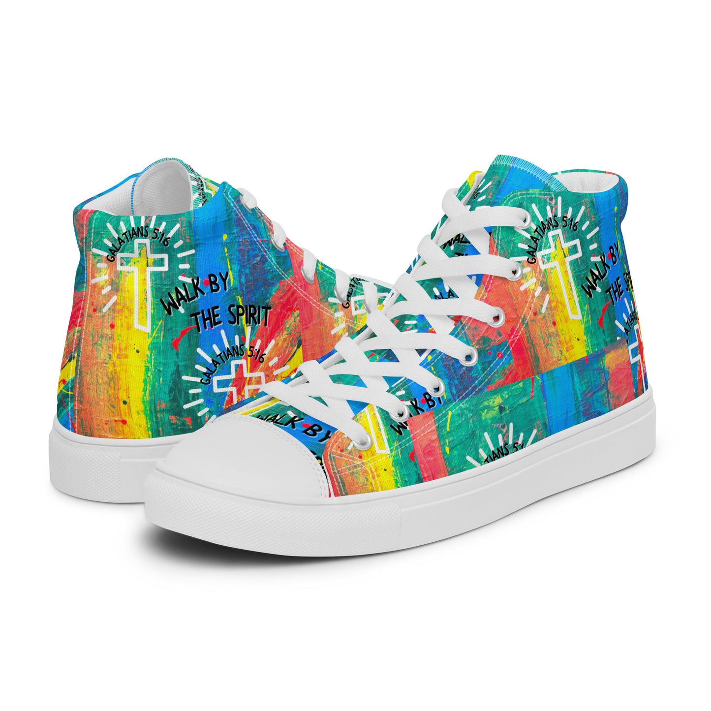 Walk by the Spirit – Galatians 5:16, Men’s high top canvas shoes