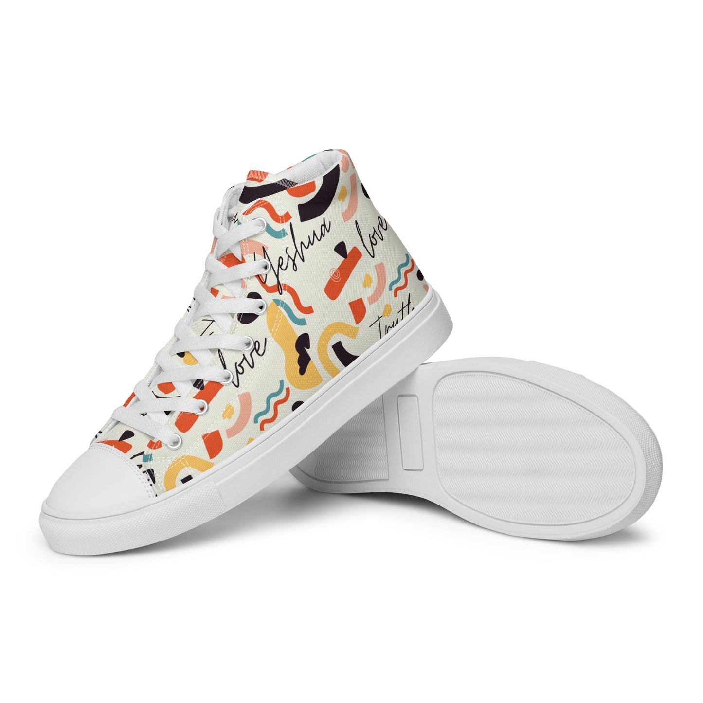 Yeshua, Love, Truth, Men’s high top canvas shoes