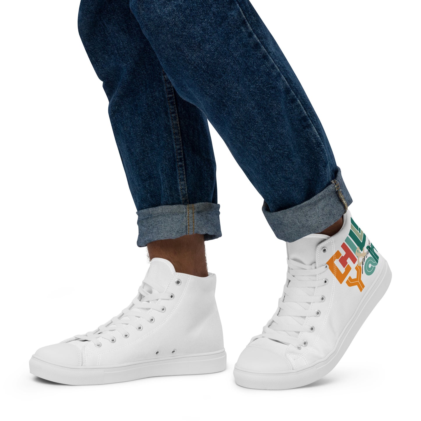 Chill and Praise Yah, Men’s high top canvas shoes