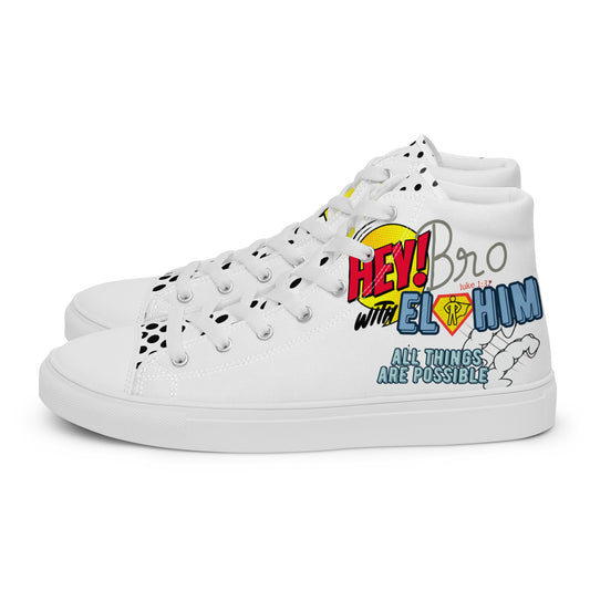 Hey Bro, With Elohim, All Things Are Possible, Men’s high top canvas shoes