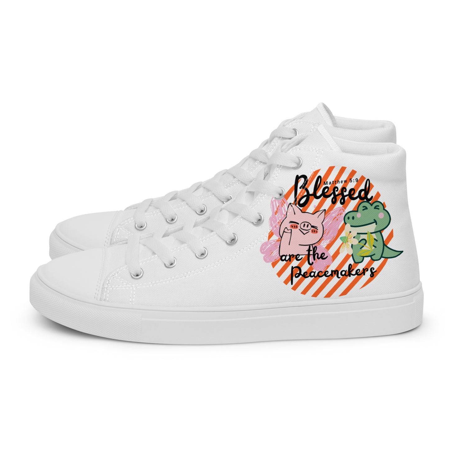 Blessed Are the Peacemakers , Men’s high top canvas shoes