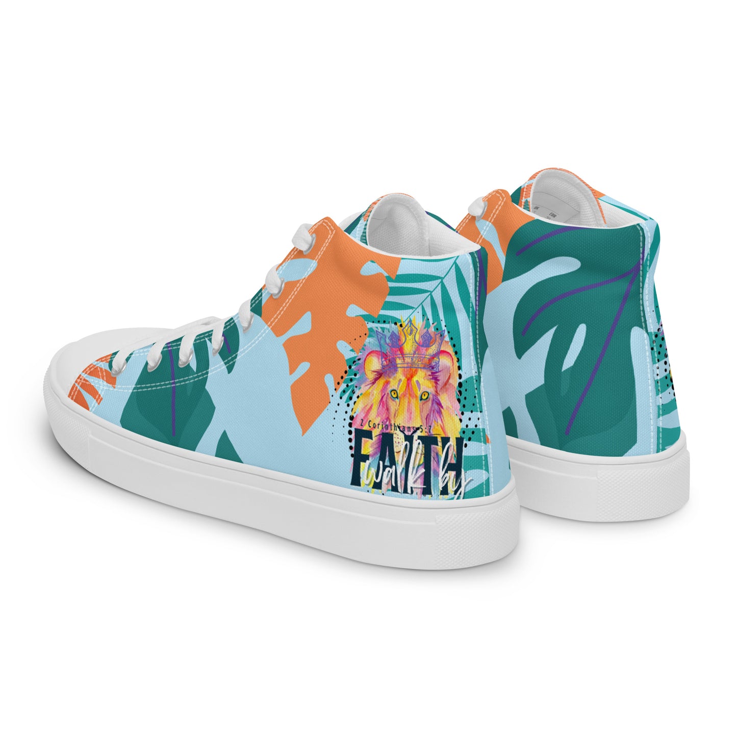 We Walk in the Light – 1 John 1:7, Men’s high top canvas shoes