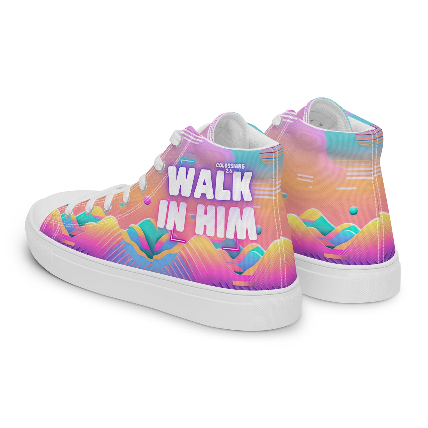 Walk in Him – Colossians 2:6, Men’s high top canvas shoes