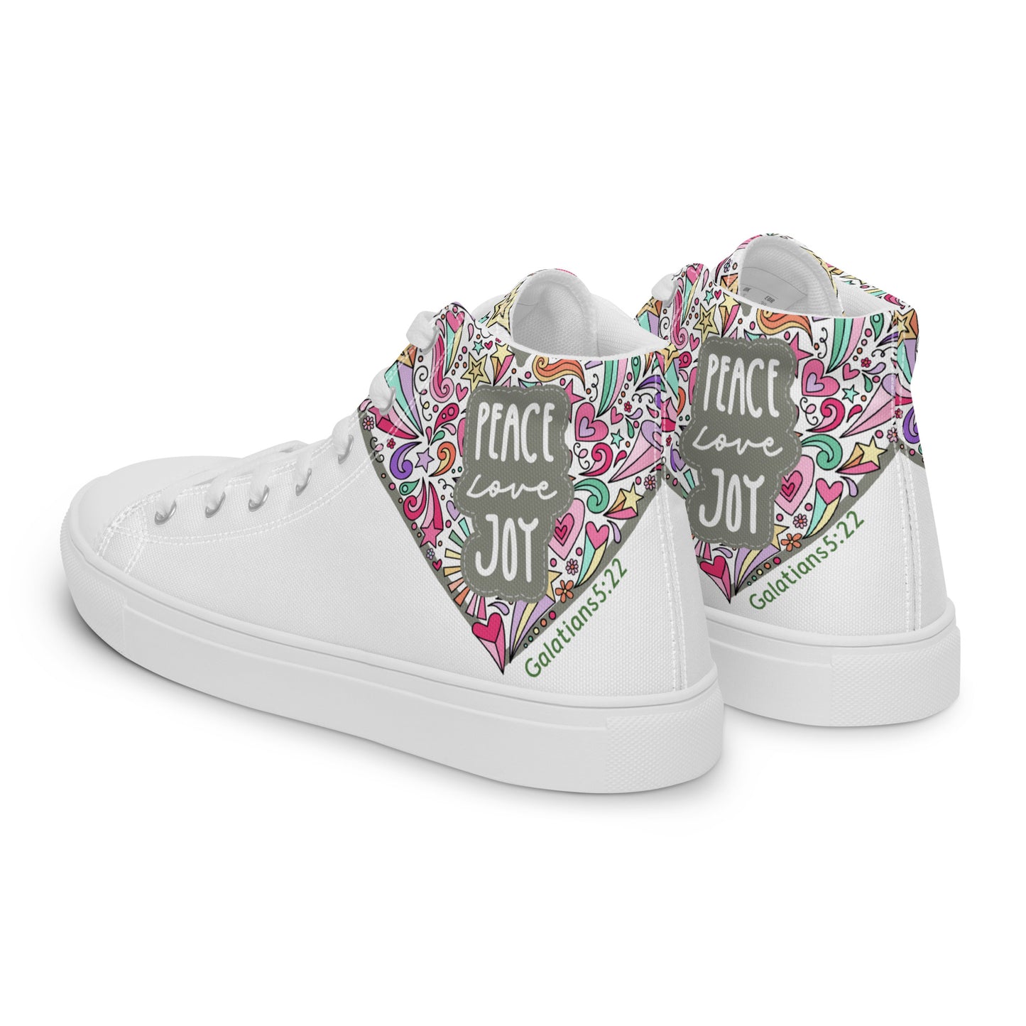 Peace, Love, Joy, Men’s high top canvas shoes