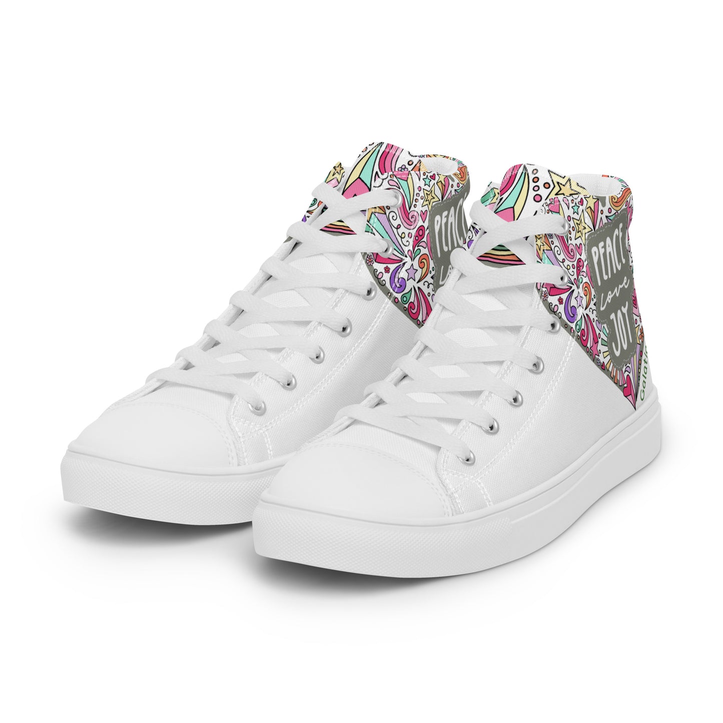 Peace, Love, Joy, Men’s high top canvas shoes