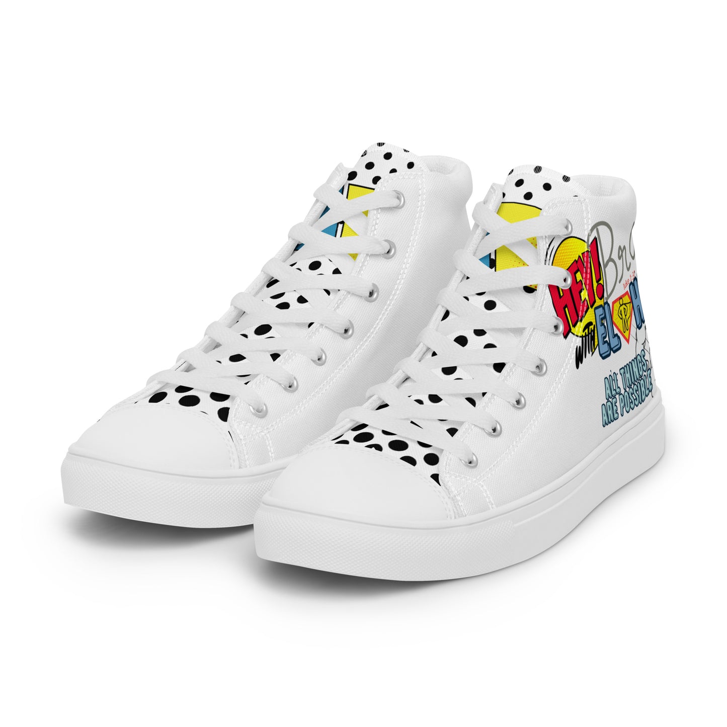 Hey Bro, With Elohim, All Things Are Possible, Men’s high top canvas shoes