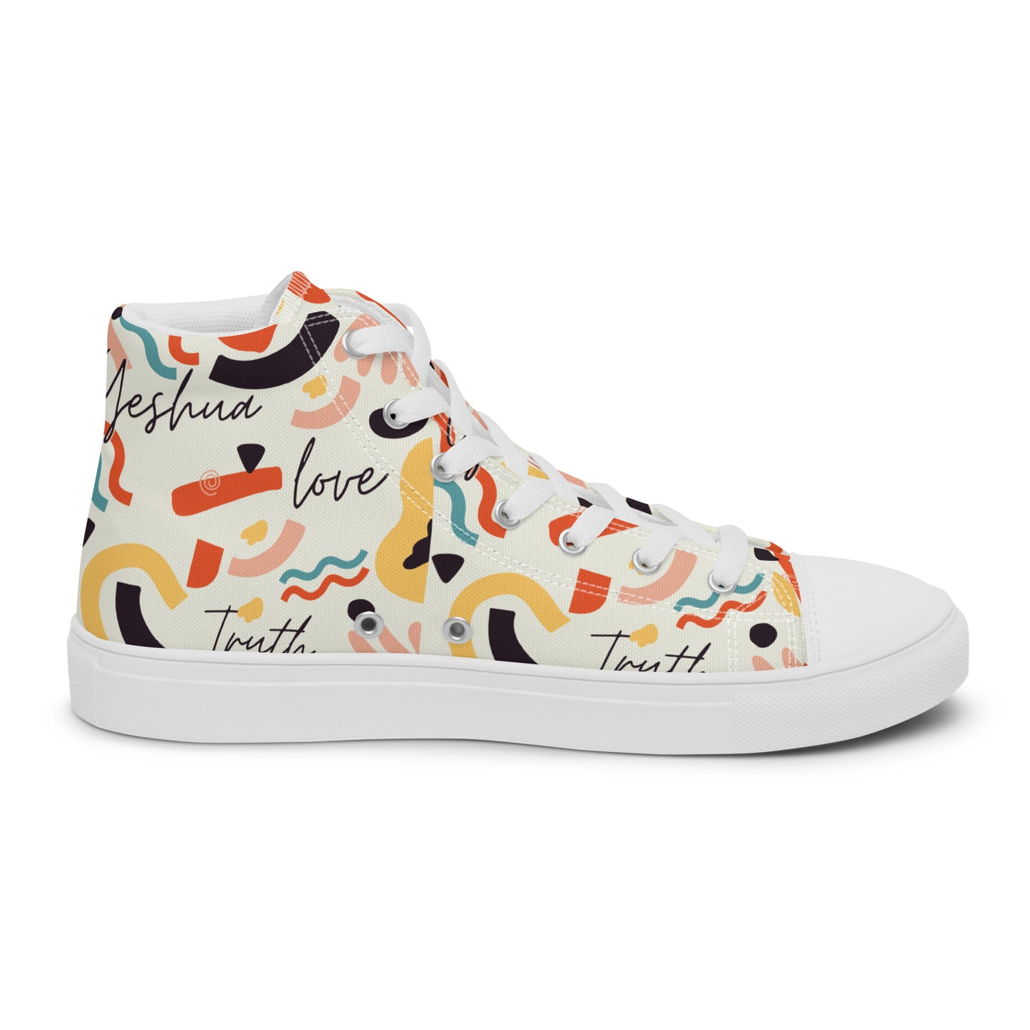 Yeshua, Love, Truth, Men’s high top canvas shoes