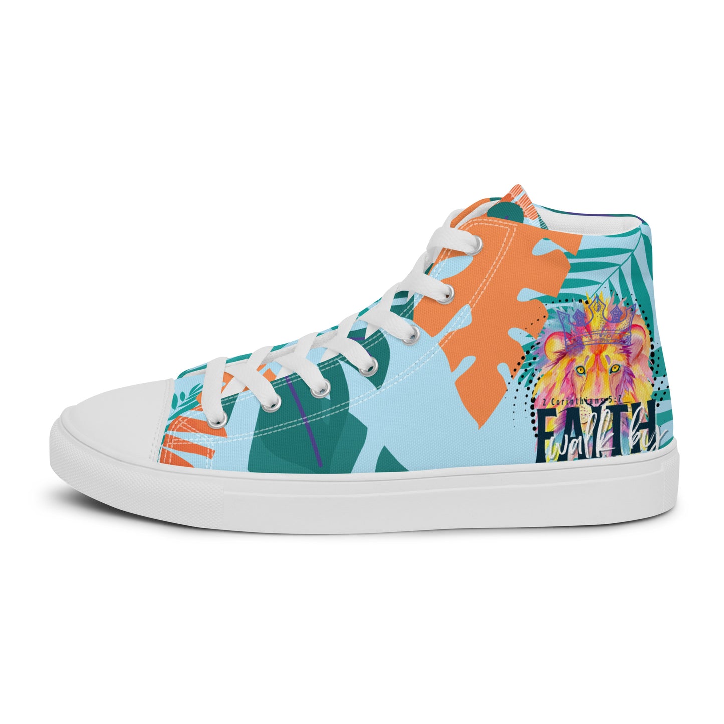 We Walk in the Light – 1 John 1:7, Men’s high top canvas shoes