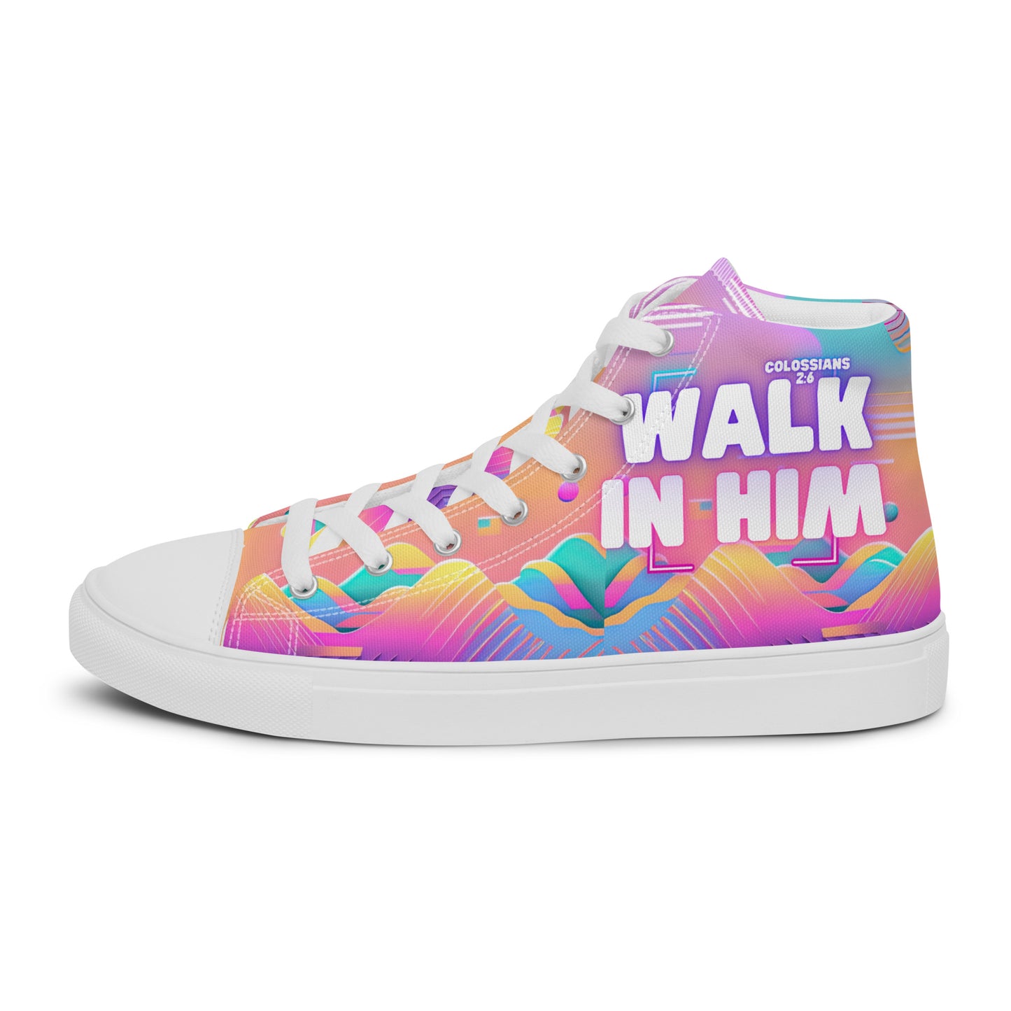 Walk in Him – Colossians 2:6, Men’s high top canvas shoes