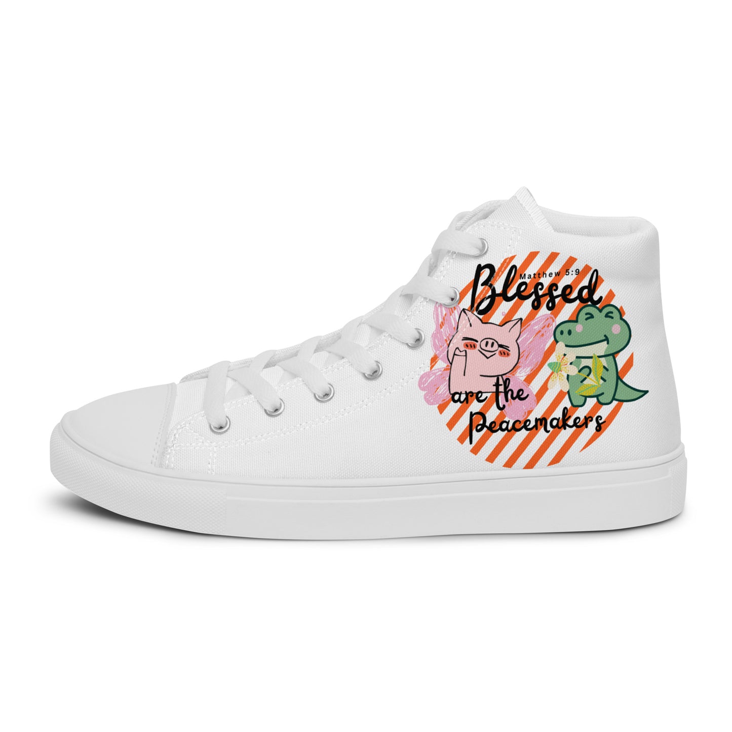 Blessed Are the Peacemakers , Men’s high top canvas shoes