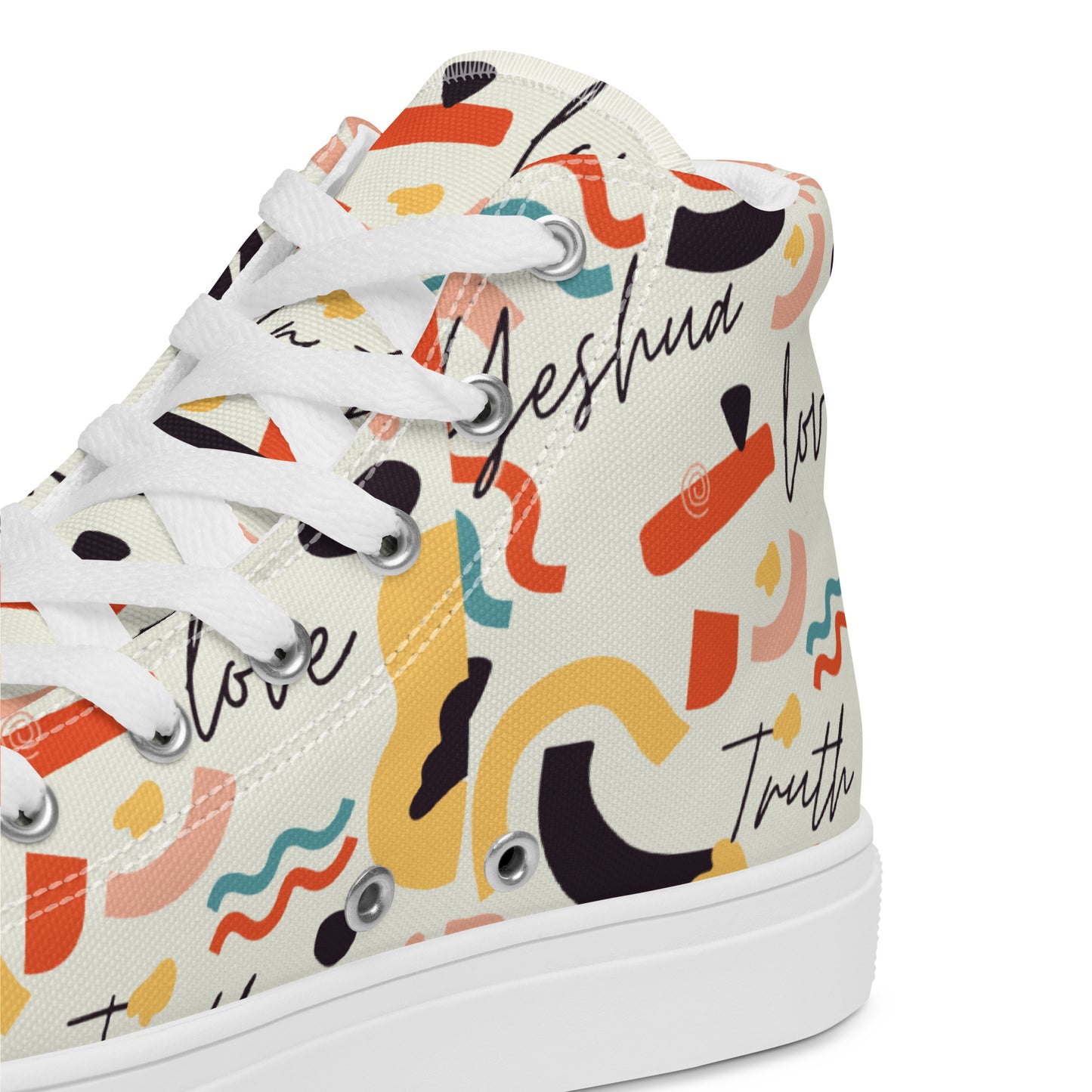 Yeshua, Love, Truth, Men’s high top canvas shoes