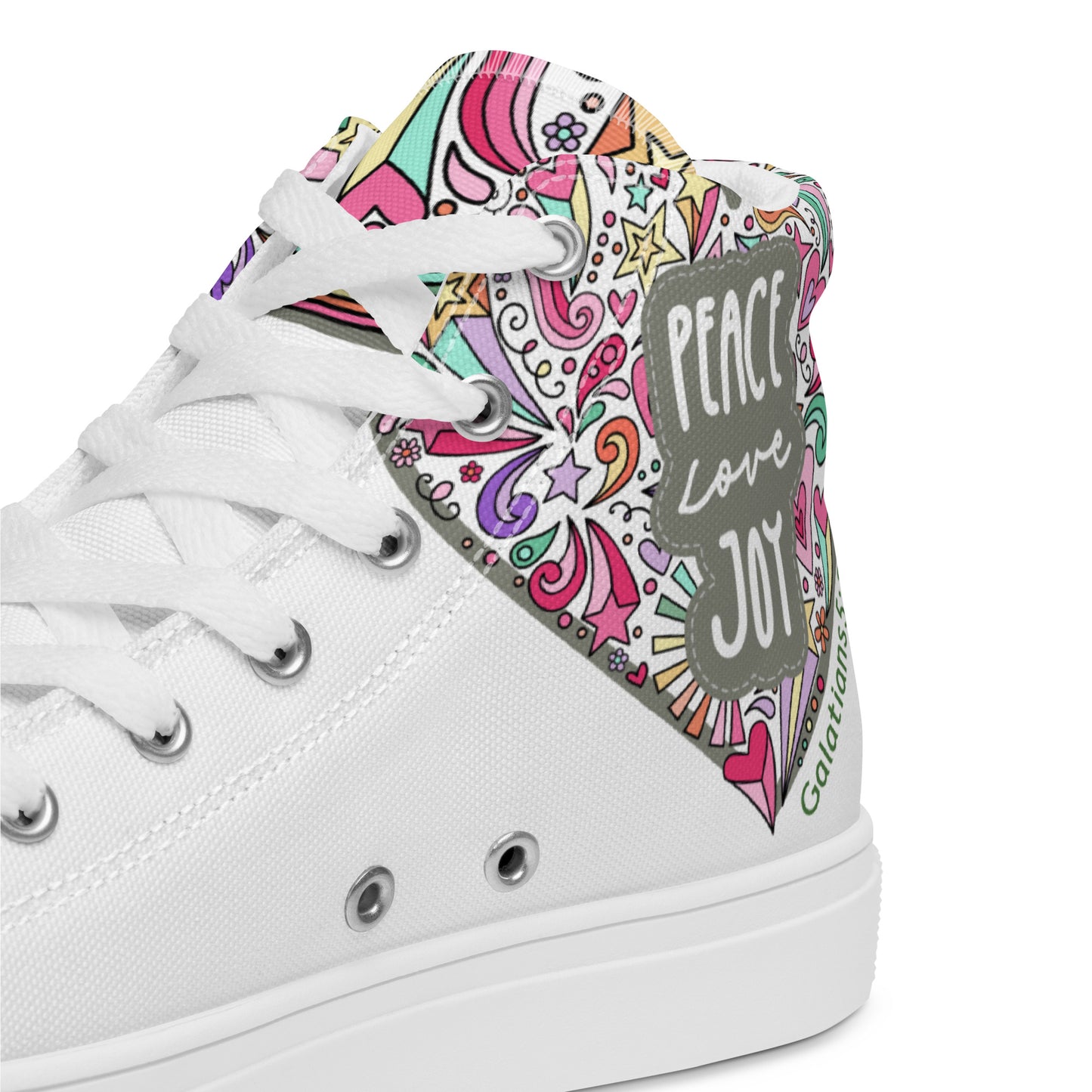 Peace, Love, Joy, Men’s high top canvas shoes