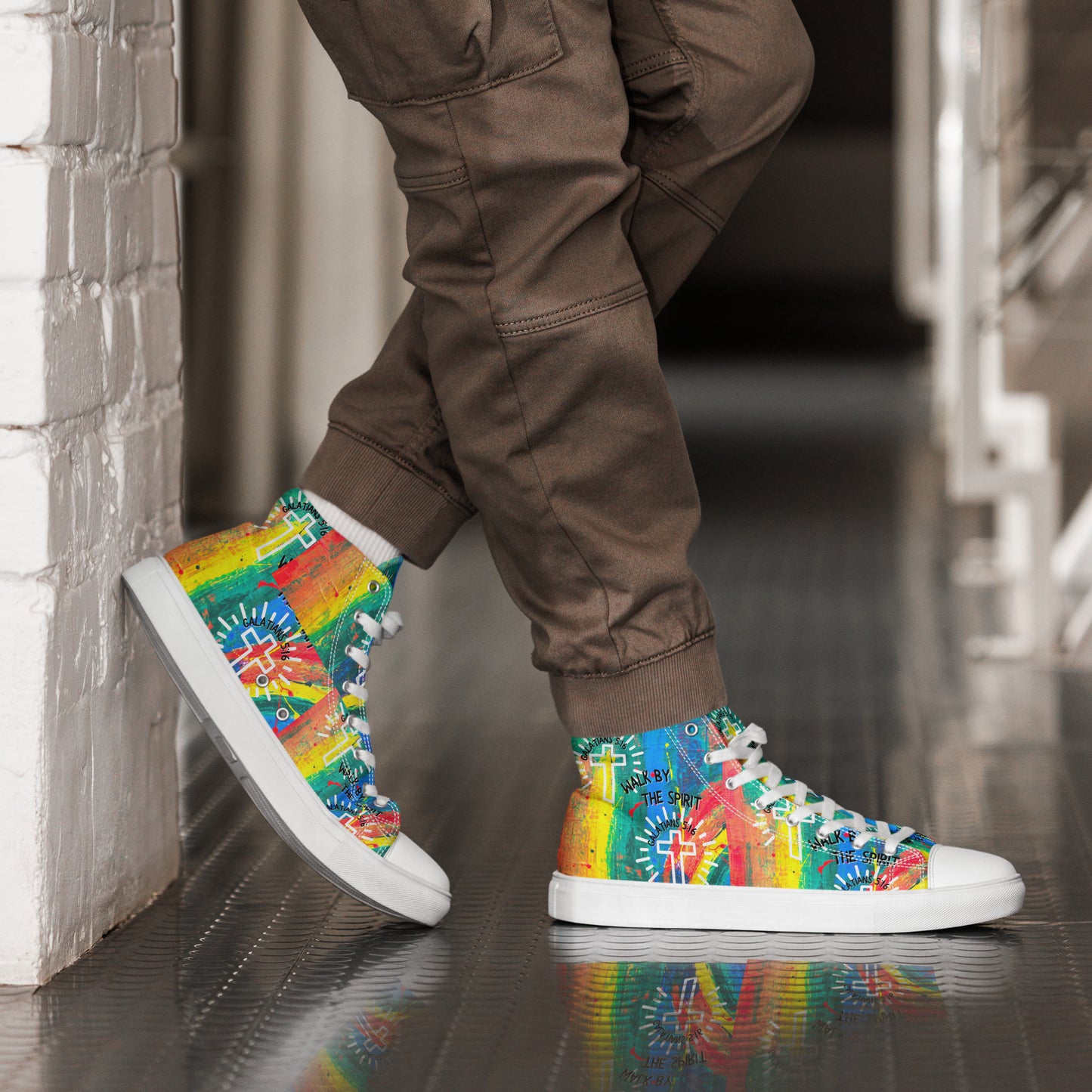 Walk by the Spirit – Galatians 5:16, Men’s high top canvas shoes