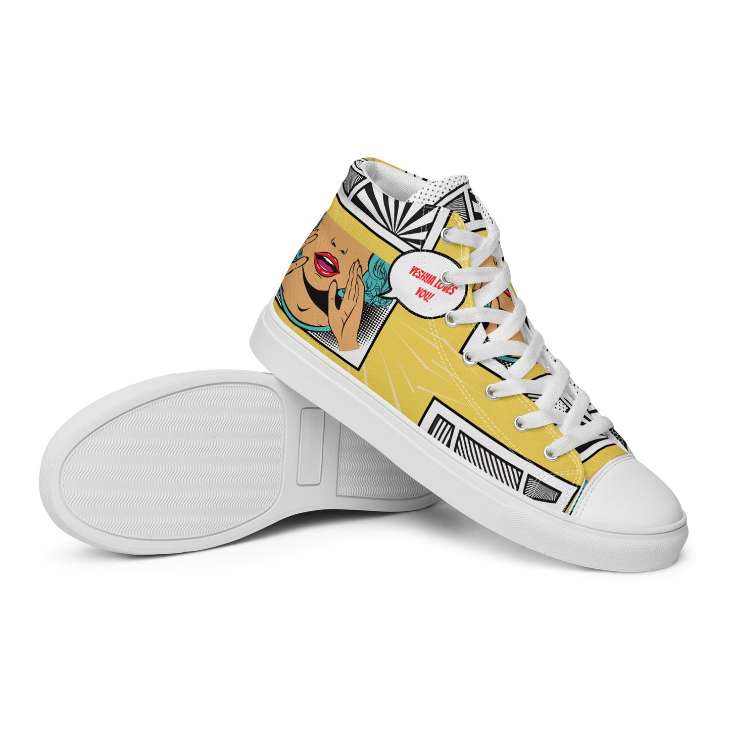 Yeshua Loves You – John 15:9, Men’s high top canvas shoes