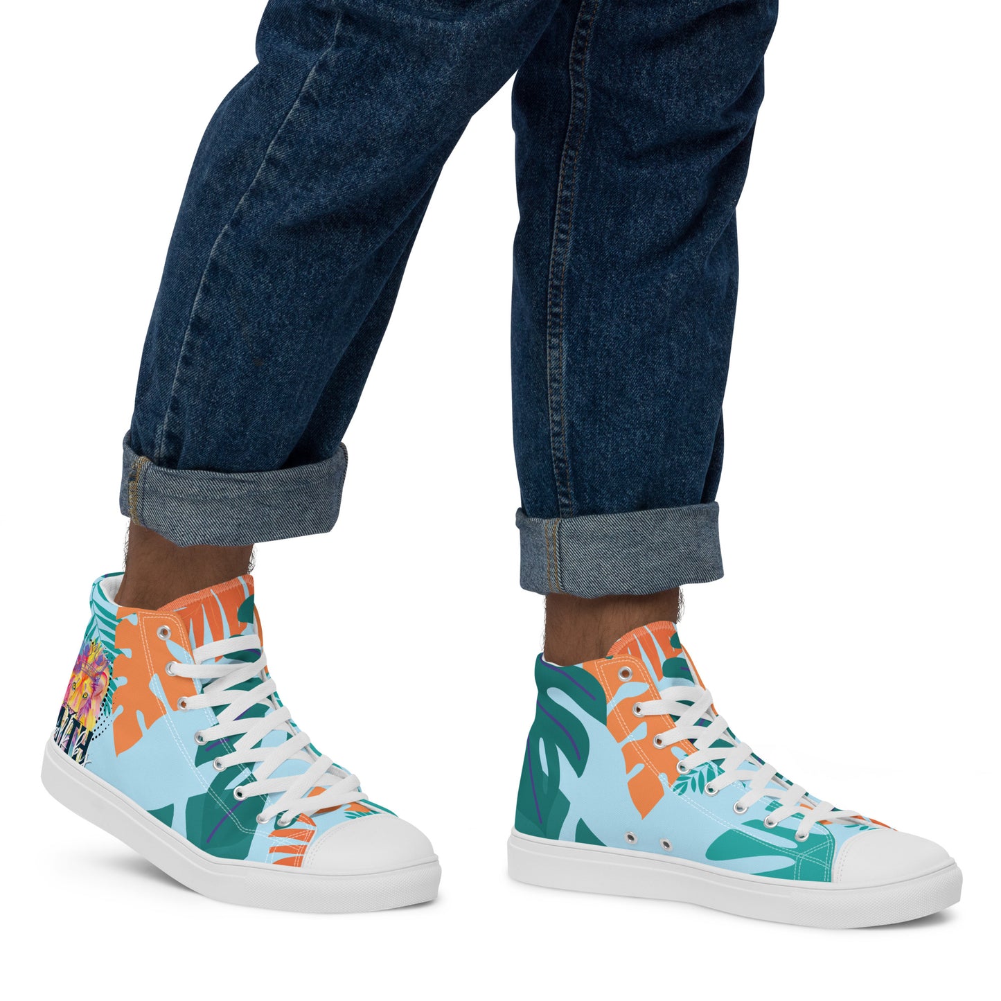 We Walk in the Light – 1 John 1:7, Men’s high top canvas shoes