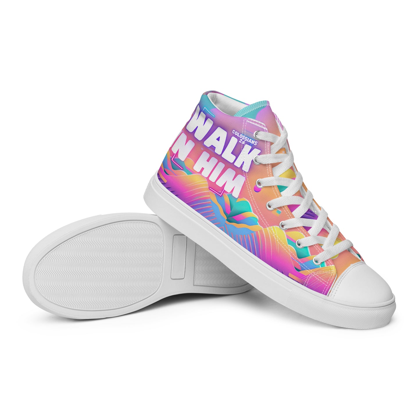 Walk in Him – Colossians 2:6, Men’s high top canvas shoes