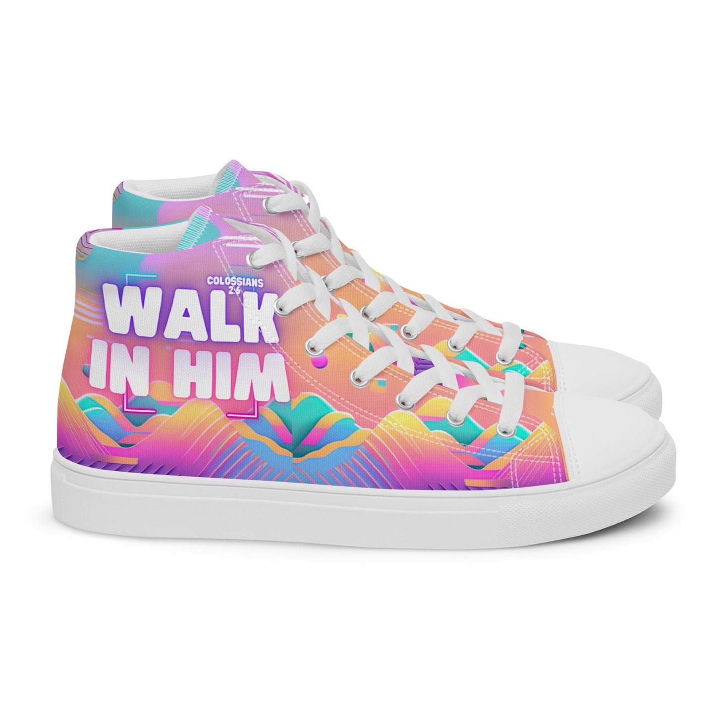 Walk in Him – Colossians 2:6, Men’s high top canvas shoes