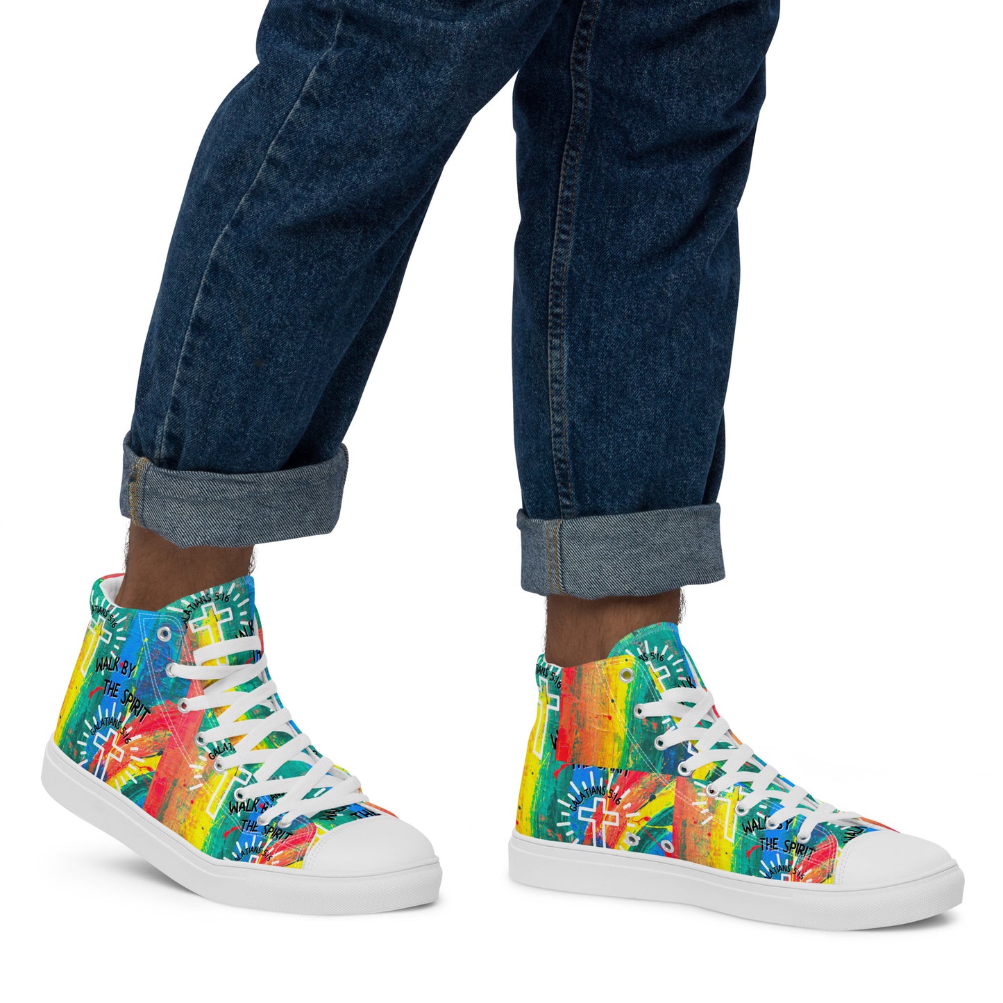 Walk by the Spirit – Galatians 5:16, Men’s high top canvas shoes