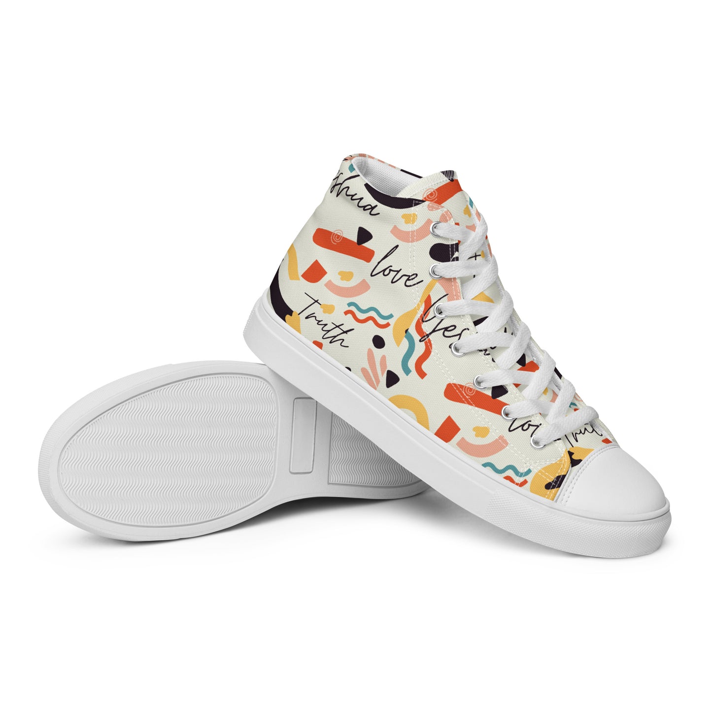 Yeshua, Love, Truth, Men’s high top canvas shoes