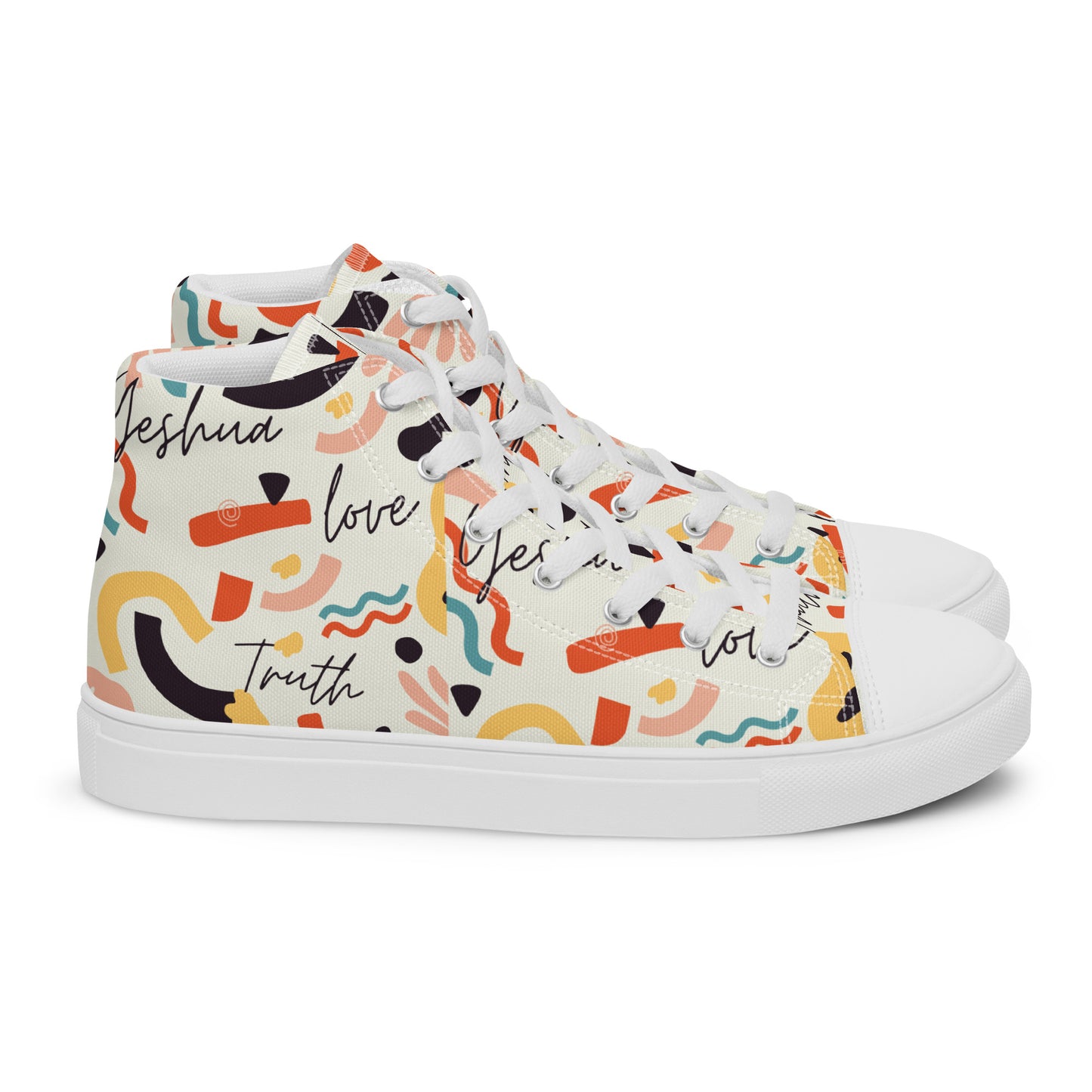 Yeshua, Love, Truth, Men’s high top canvas shoes