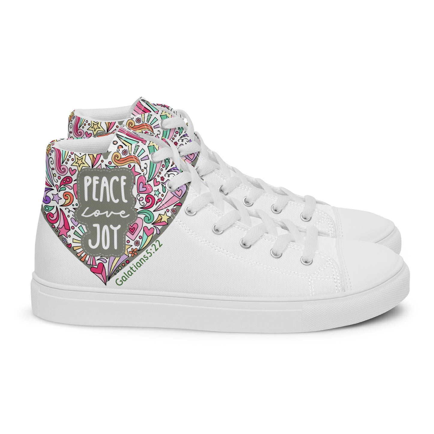 Peace, Love, Joy, Men’s high top canvas shoes