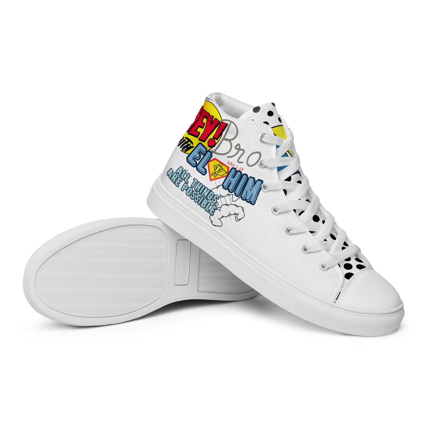 Hey Bro, With Elohim, All Things Are Possible, Men’s high top canvas shoes