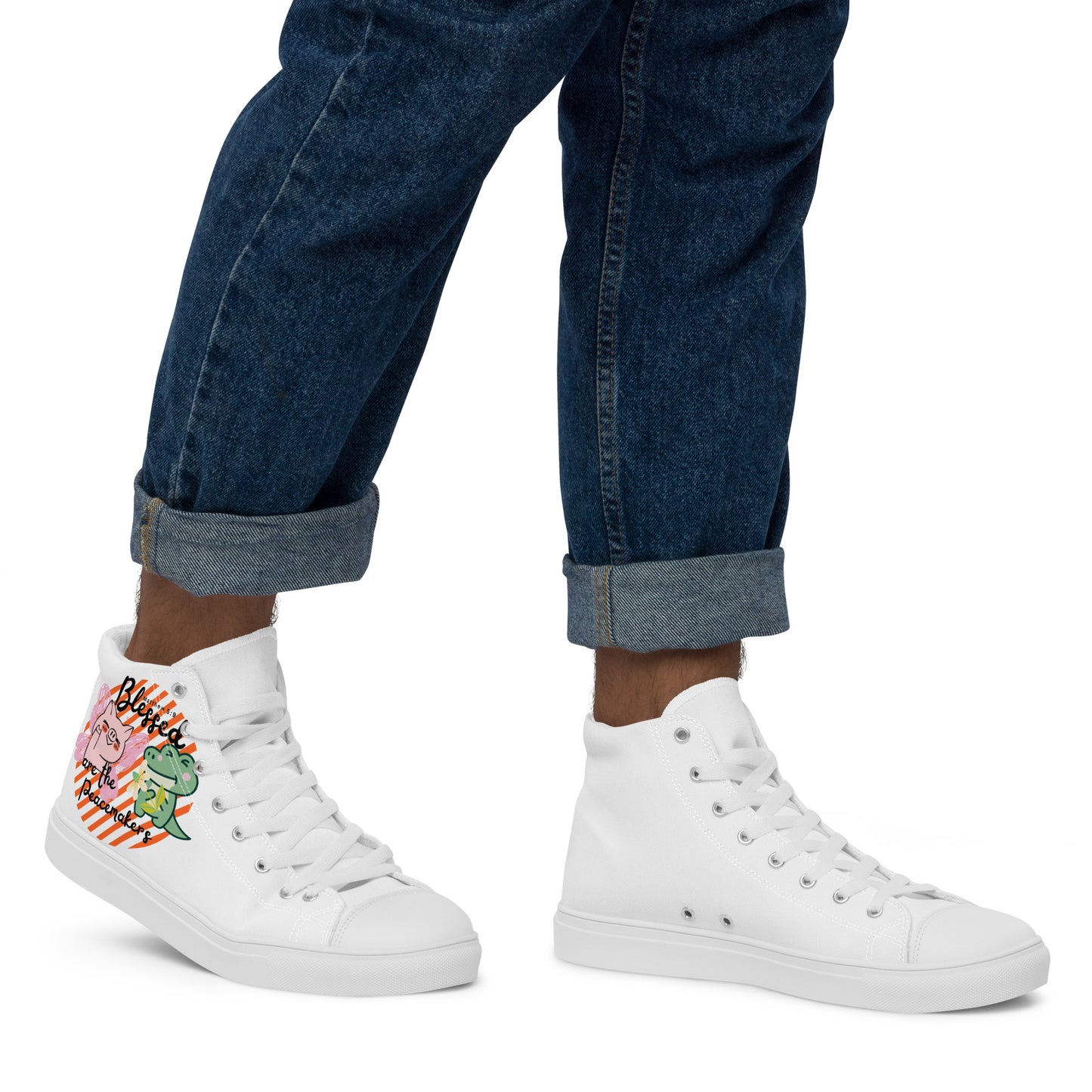 Blessed Are the Peacemakers , Men’s high top canvas shoes