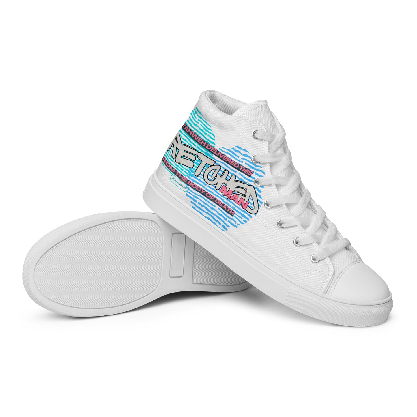 Yahweh Deliver This Wretched Man from the Body of Death – Romans 7:24, Men’s high top canvas shoes