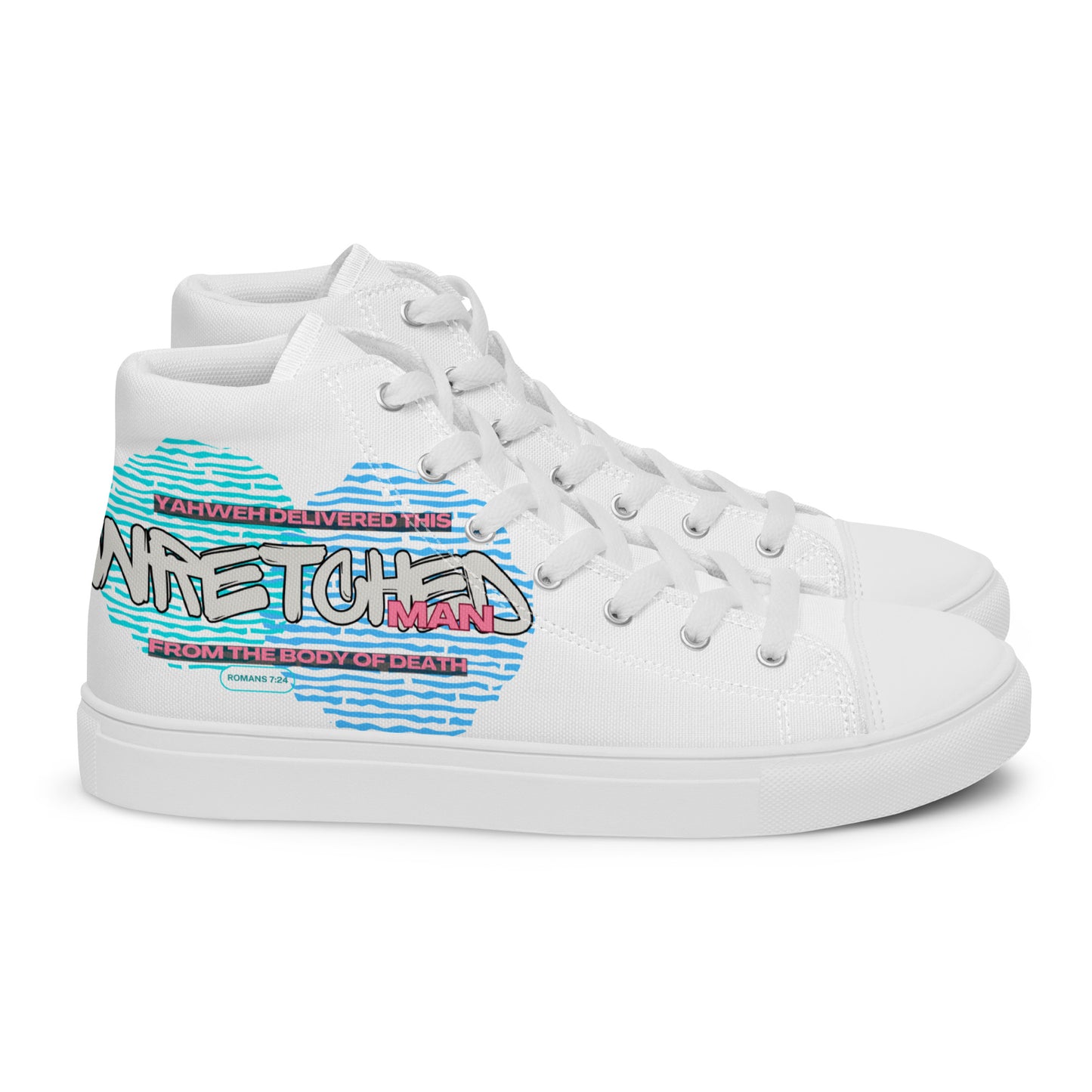 Yahweh Deliver This Wretched Man from the Body of Death – Romans 7:24, Men’s high top canvas shoes