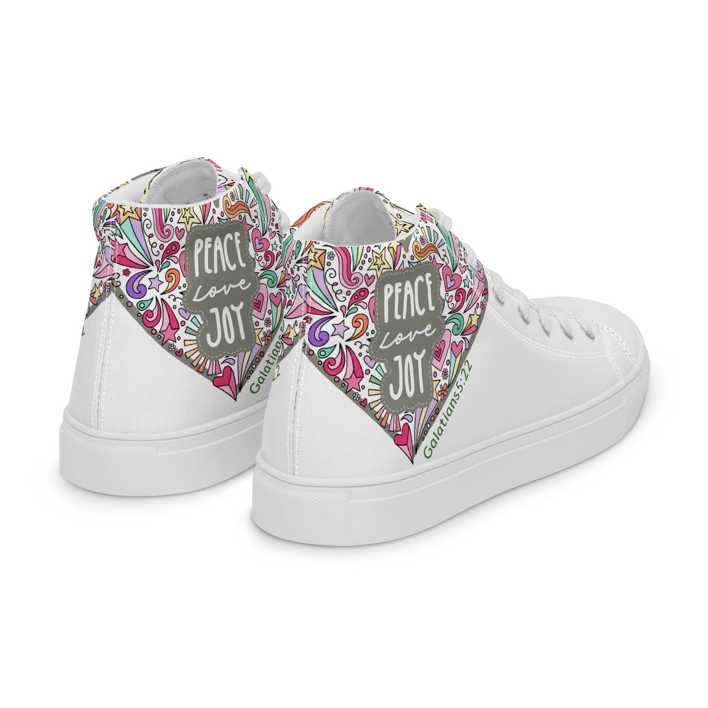 Peace, Love, Joy, Men’s high top canvas shoes