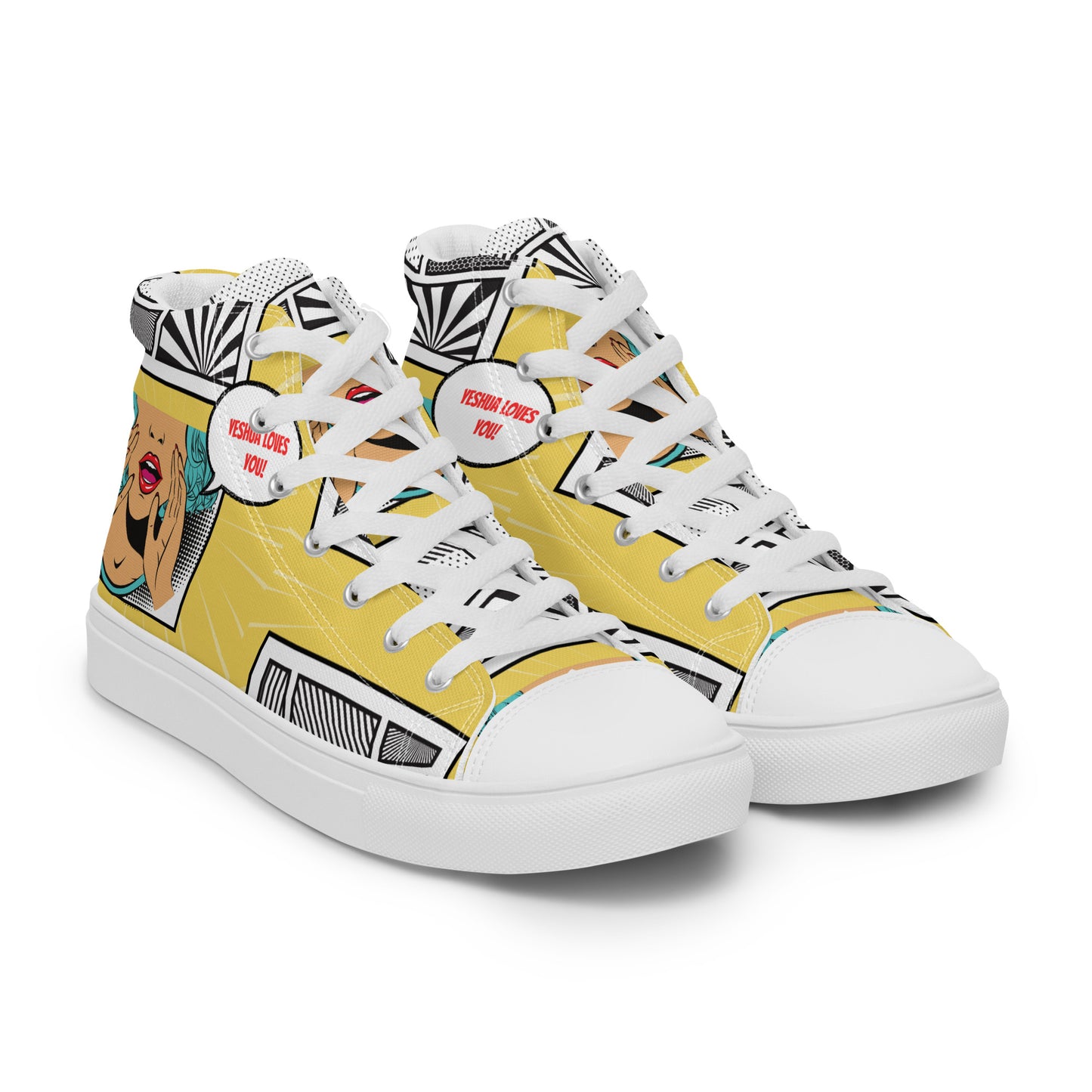 Yeshua Loves You – John 15:9, Men’s high top canvas shoes