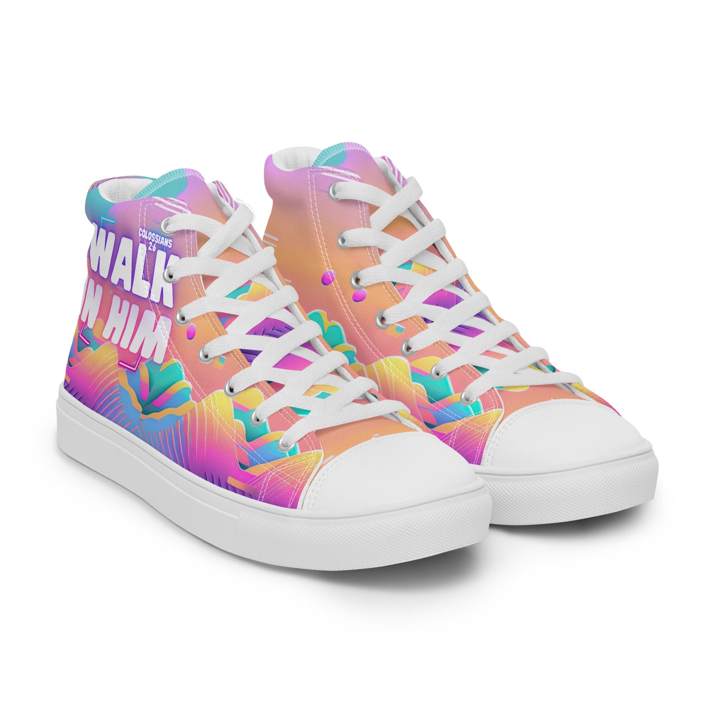 Walk in Him – Colossians 2:6, Men’s high top canvas shoes