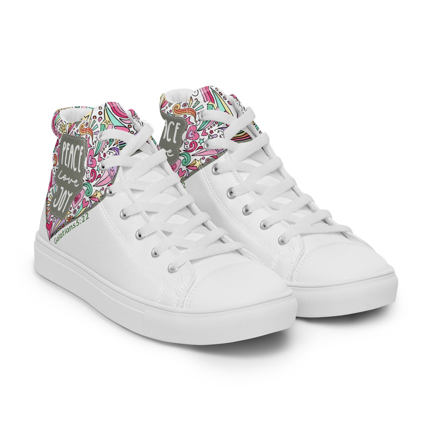 Peace, Love, Joy, Men’s high top canvas shoes