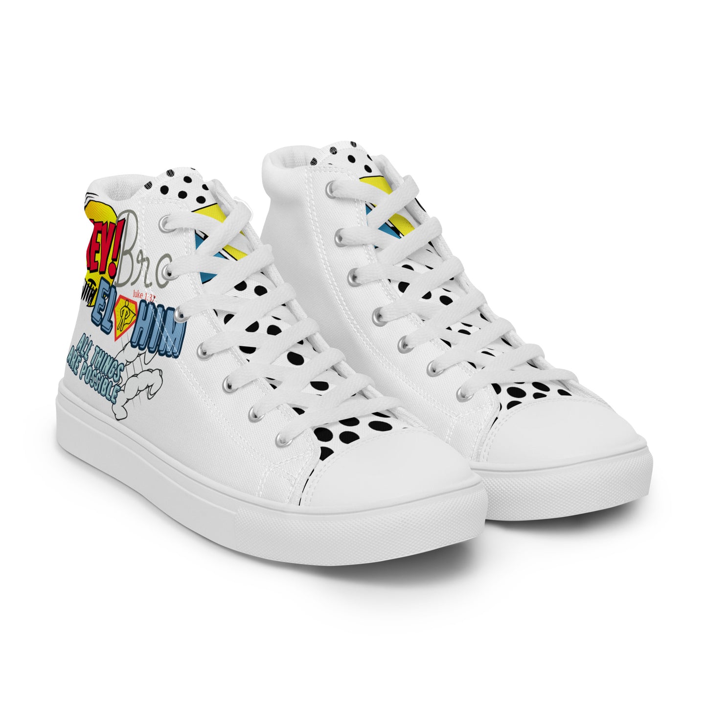 Hey Bro, With Elohim, All Things Are Possible, Men’s high top canvas shoes