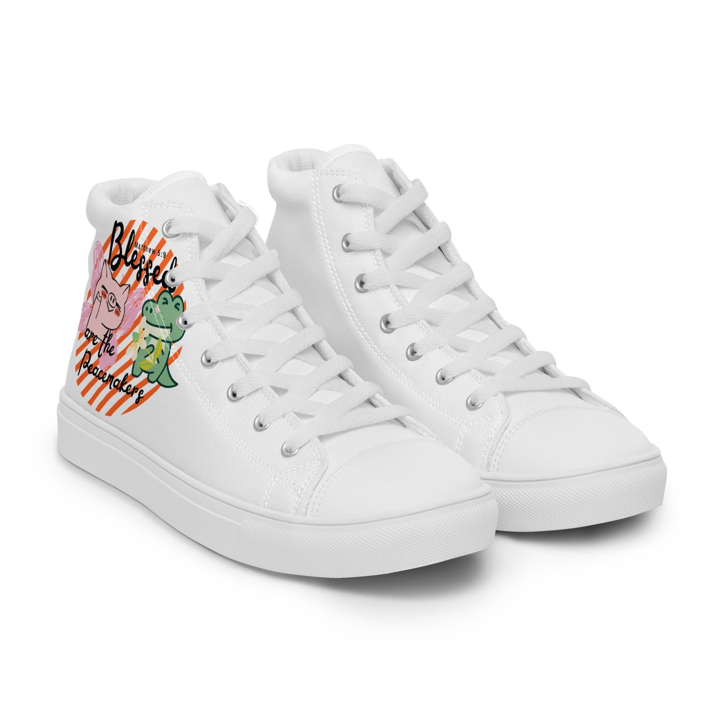 Blessed Are the Peacemakers , Men’s high top canvas shoes