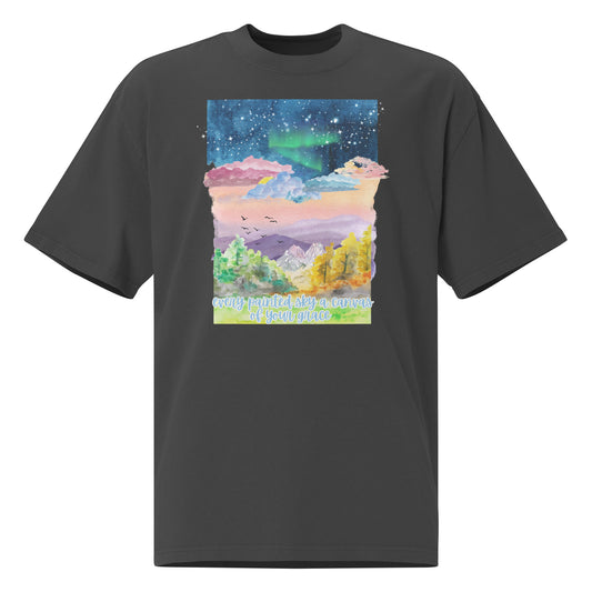 Every Painted Sky a Canvas of Your Grace. Oversized faded t-shirt