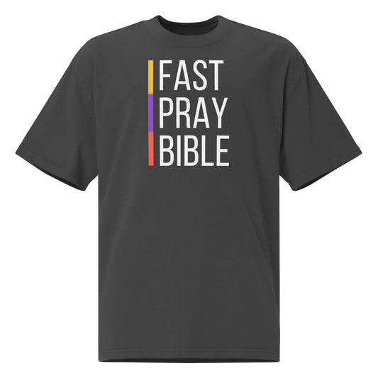 Fast, Pray, Bible, Oversized faded t-shirt